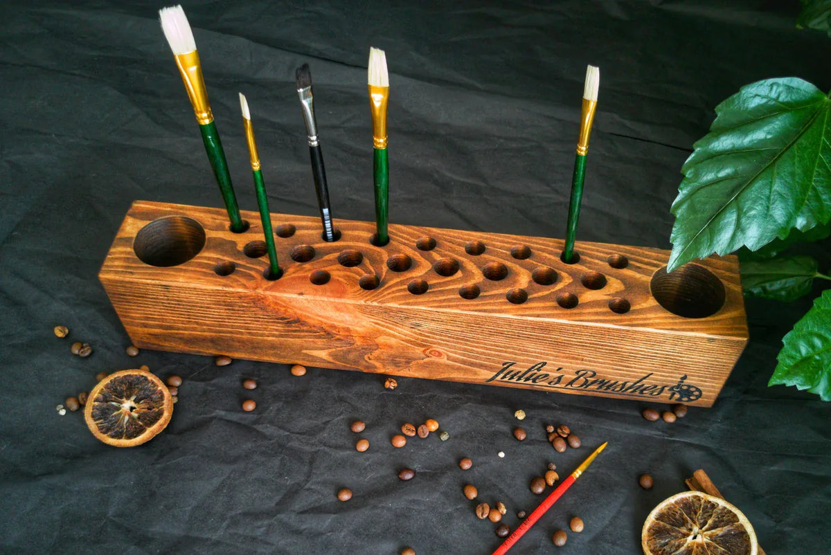 Paint Brush Holder Handmade from Wood