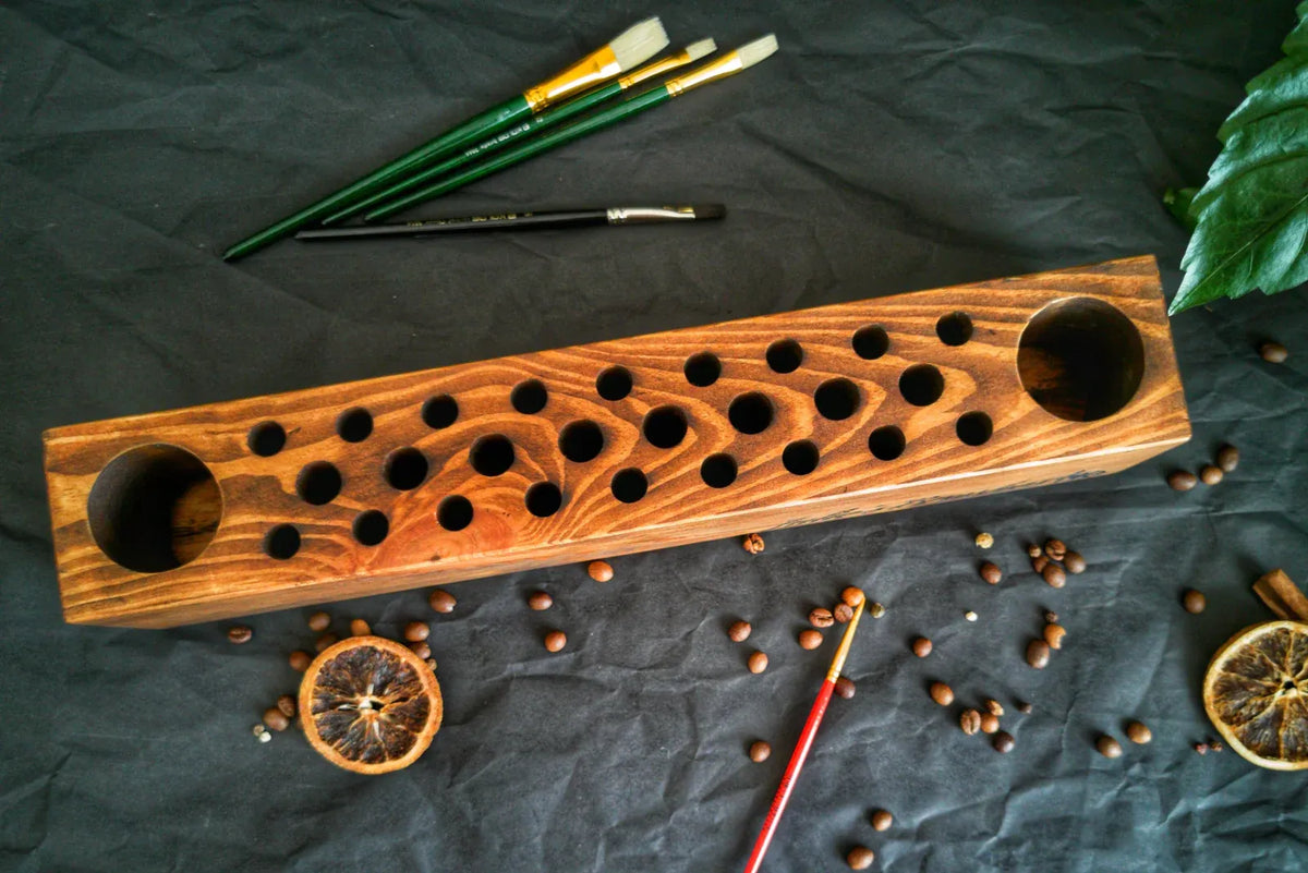 Paint Brush Holder Handmade from Wood