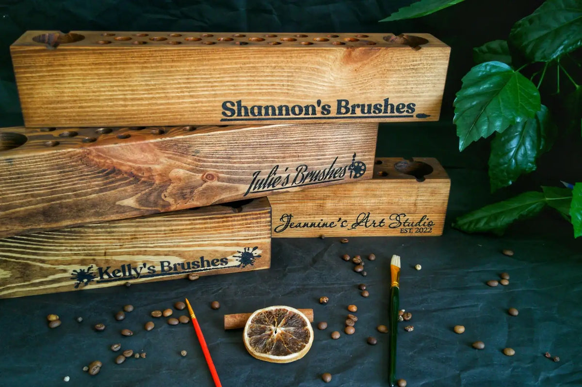 Paint Brush Holder Handmade from Wood