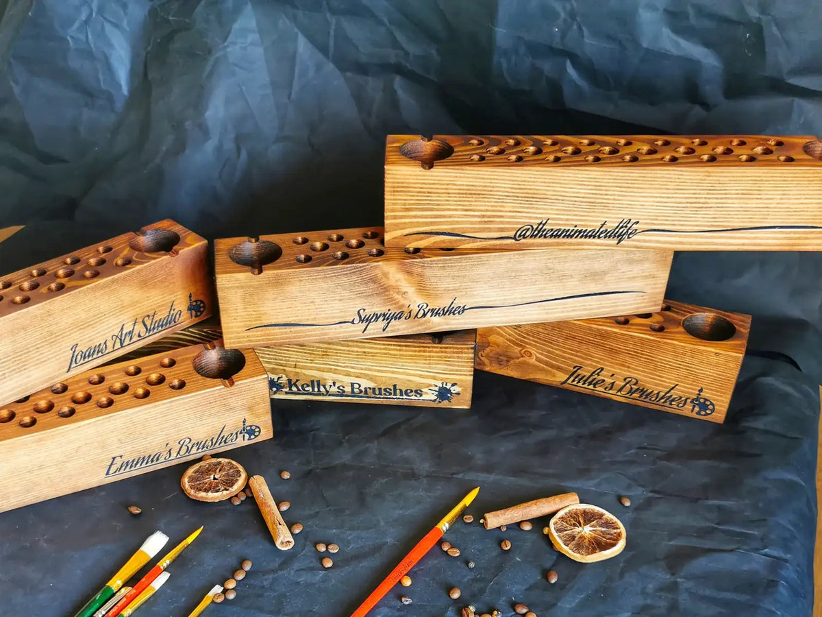 Paint Brush Holder Handmade from Wood
