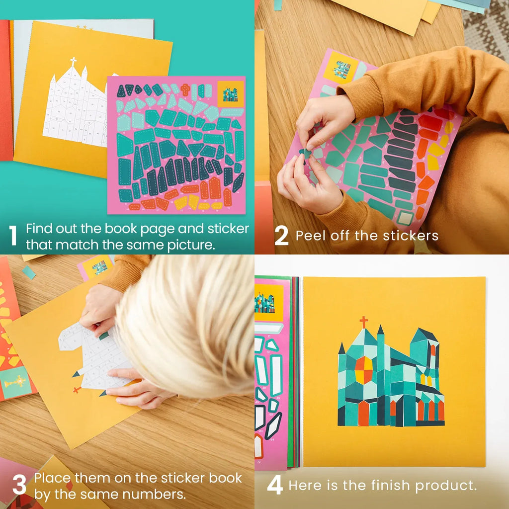 Paint by Sticker Kids Prayer Book with 10 Catholic Art Scenes, Perforated Pages, and Reflective Questions