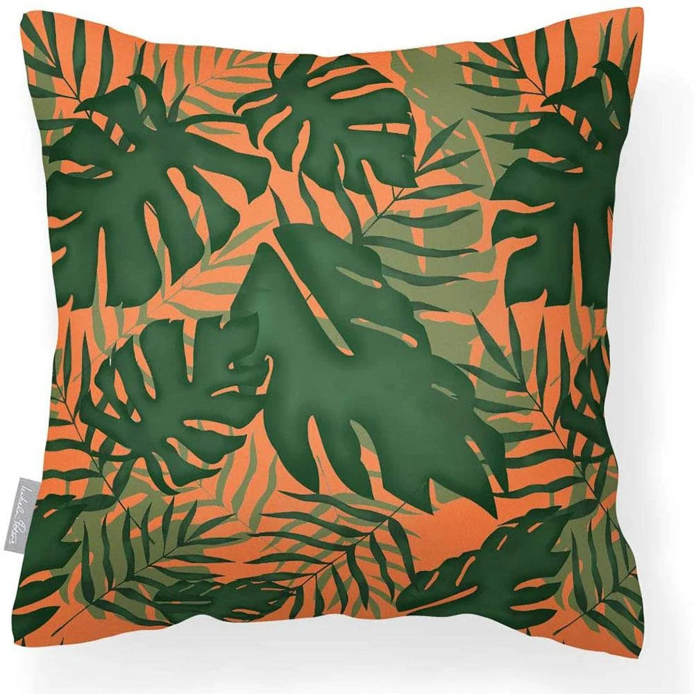 Palm Leaf Outdoor Cushion with Water-Resistant, Dual-Sided Fabric for — Burnt Orange / 43 x 43 cm / Burnt Orange / 50 x 50 cm