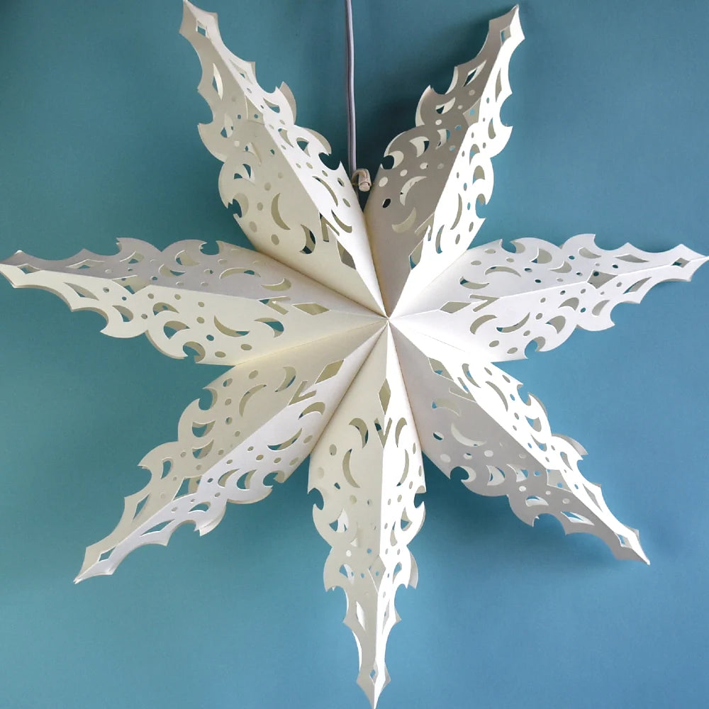Paper Snowflake Star Lantern in White, 24-Inch North Star Design