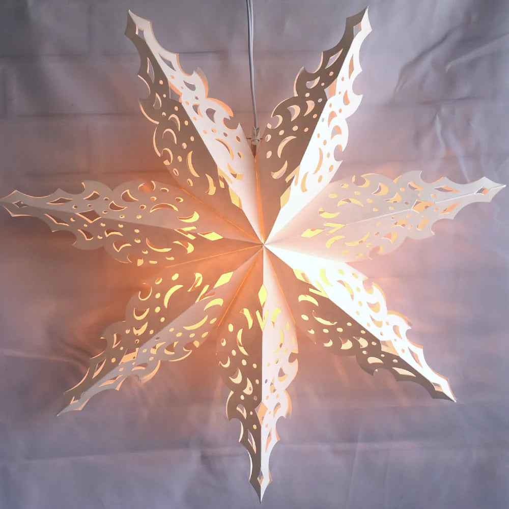 Paper Snowflake Star Lantern in White, 24-Inch North Star Design