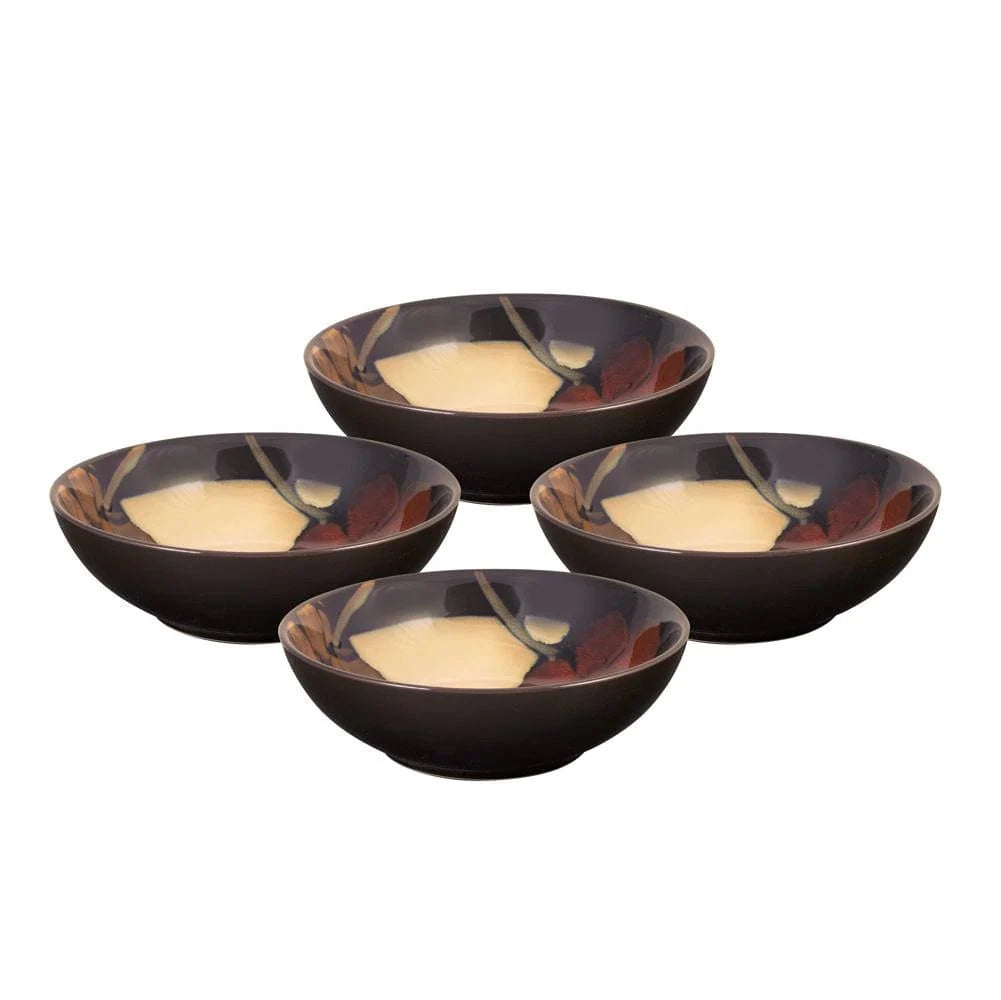 Pasta and Salad Bowls in Floral Stoneware, Set of 4