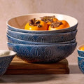 Pasta Bowls Set of 4 in Jewel-Tone Blue Stoneware