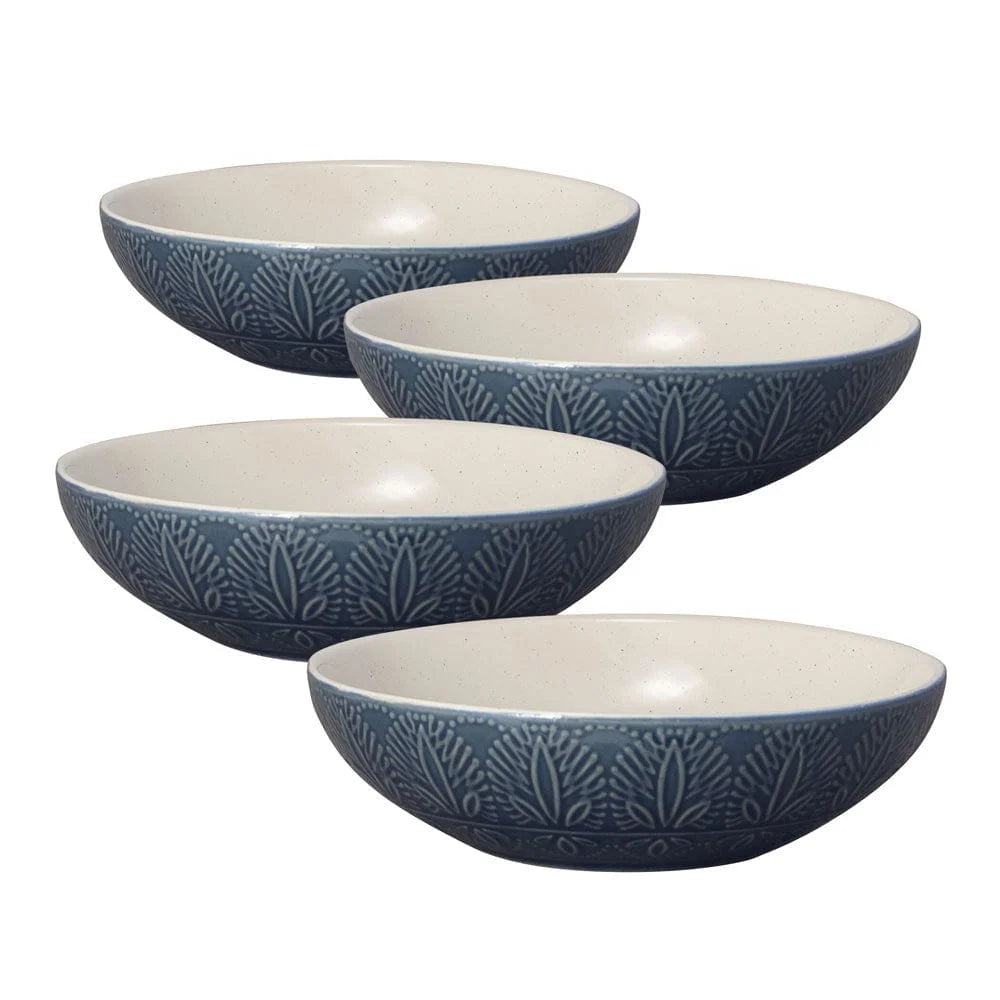 Pasta Bowls Set of 4 in Jewel-Tone Blue Stoneware