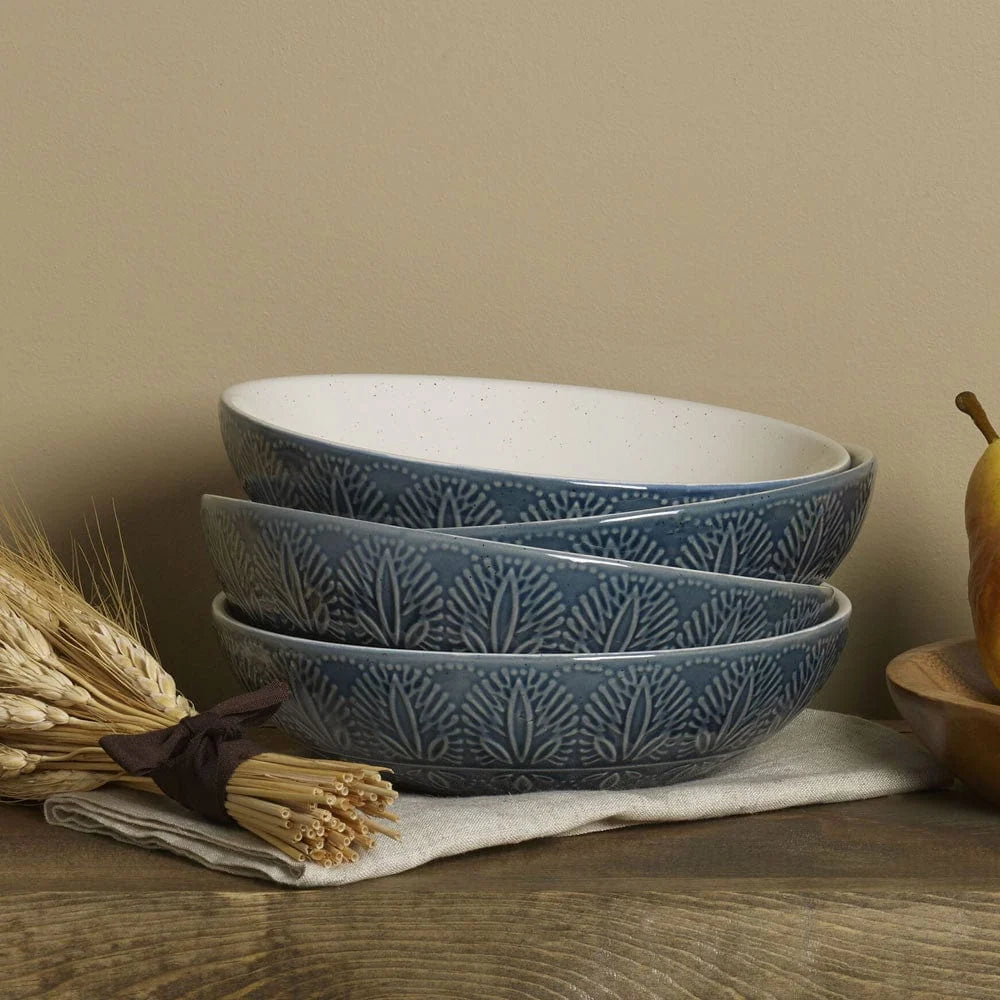 Pasta Bowls Set of 4 in Jewel-Tone Blue Stoneware
