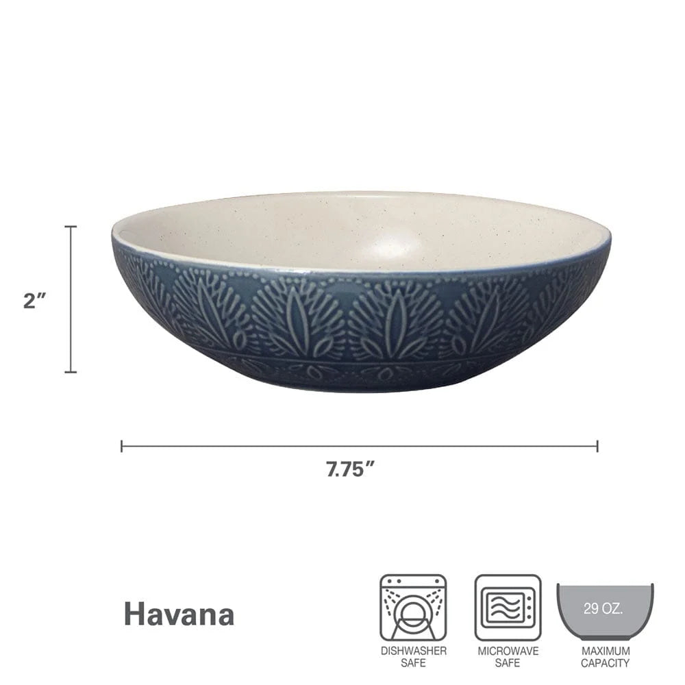 Pasta Bowls Set of 4 in Jewel-Tone Blue Stoneware