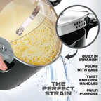 Pasta Pot with Straining Glass Lid, Twist-Lock Handles, Pour Spouts and 5- or 8-Quart Cooking