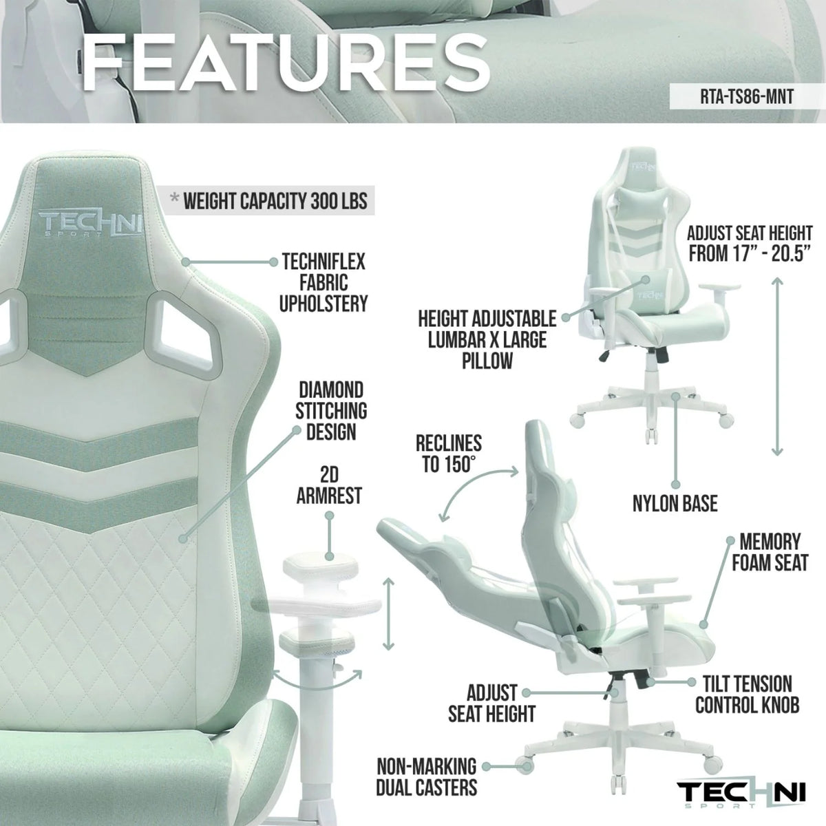 Pastel Fabric Gaming Chair