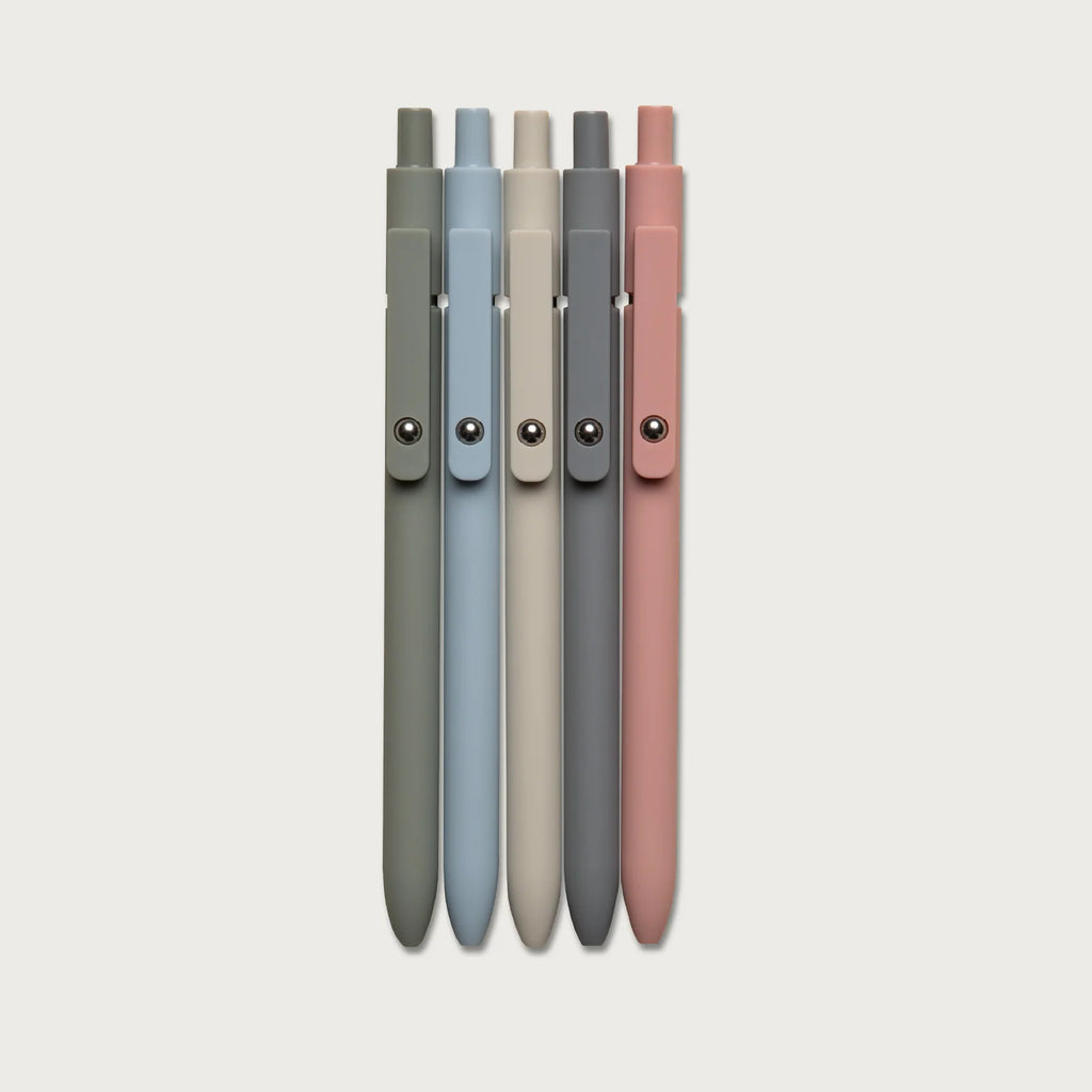 Pastel Pen Set with Five Soft-Colored Pens and Black Ink for Everyday Writing, Notes, Journaling, and Creative De — Evergreen