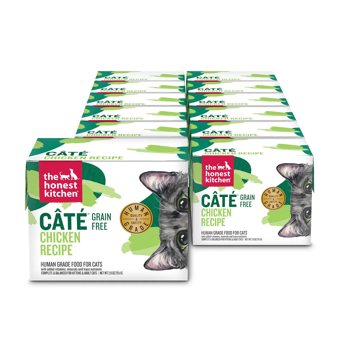 Pate Cat Food with Cage-Free Chicken, Grain-Free Recipe and Whole Muscle and Organ Meat in Two Can Sizes — 2.8 oz x 12