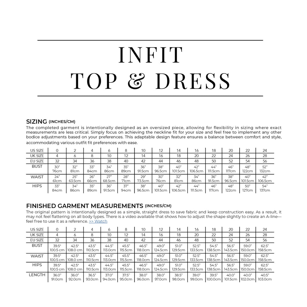 PDF Sewing Pattern for an Oversized Infit Top and Dress with Adjustable Sleeve Wings, Sizes 0–24