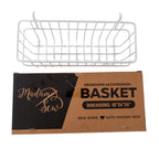 Pegboard Storage Basket, White Metal Wire Organizer for Bulkier Sewing and Craft Supplies, 10 x 4.5 x 4.3 Inches