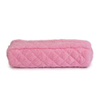 Pencil Case in Quilted Pink Terry with a Matching Gingham Interior for Stationery or Makeup Brushes