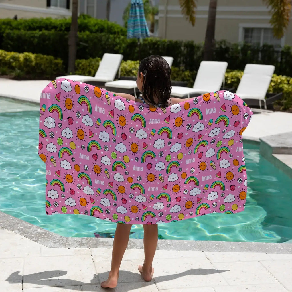 Personalised Sand-Free Kids Beach Towel with Custom Name Designs and Three Size · kids beach towels