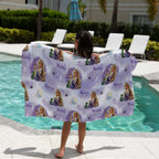 Personalised Sand-Free Kids Beach Towel with Custom Name Designs and Three Size · kids beach — PURPLE PRINCESS / 84cm × 132cm