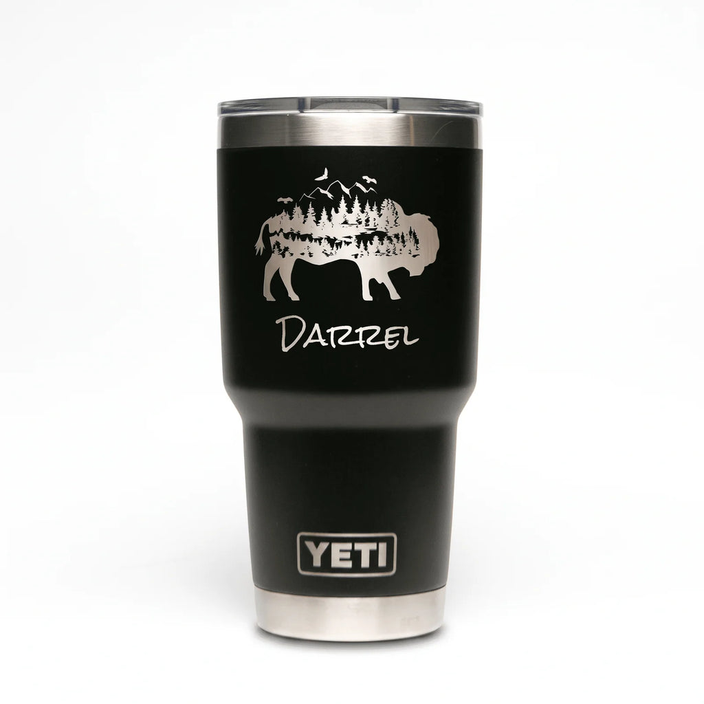Personalized 30 oz Tumbler with Permanent Laser Etching, Double-Wall Vacuum Insulation and Magnetic Lid — Black