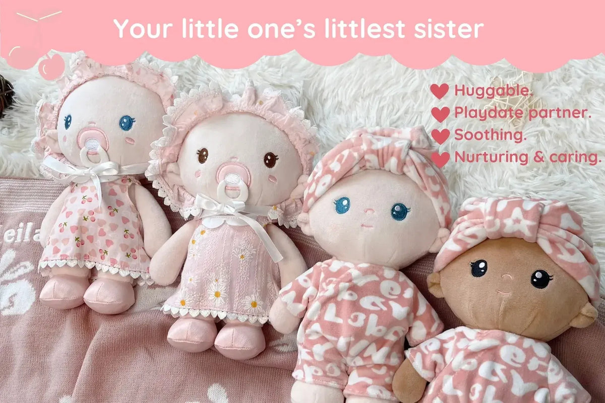Personalized Baby Girl Doll with Cherry Style or 9-Inch Caregiver Playset for Pretend Play