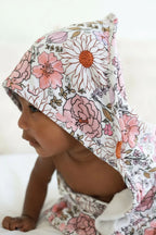 Personalized Baby Hooded Bath Towel, Bamboo Terry Interior, 30 x 30 Inch Printed Designs for Bath Time