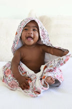 Personalized Baby Hooded Bath Towel, Bamboo Terry Interior, 30 x 30 Inch Printed Designs for Bath Time
