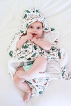 Personalized Baby Hooded Bath Towel, Bamboo Terry Interior, 30 x 30 Inch Printed Designs for Bath Time
