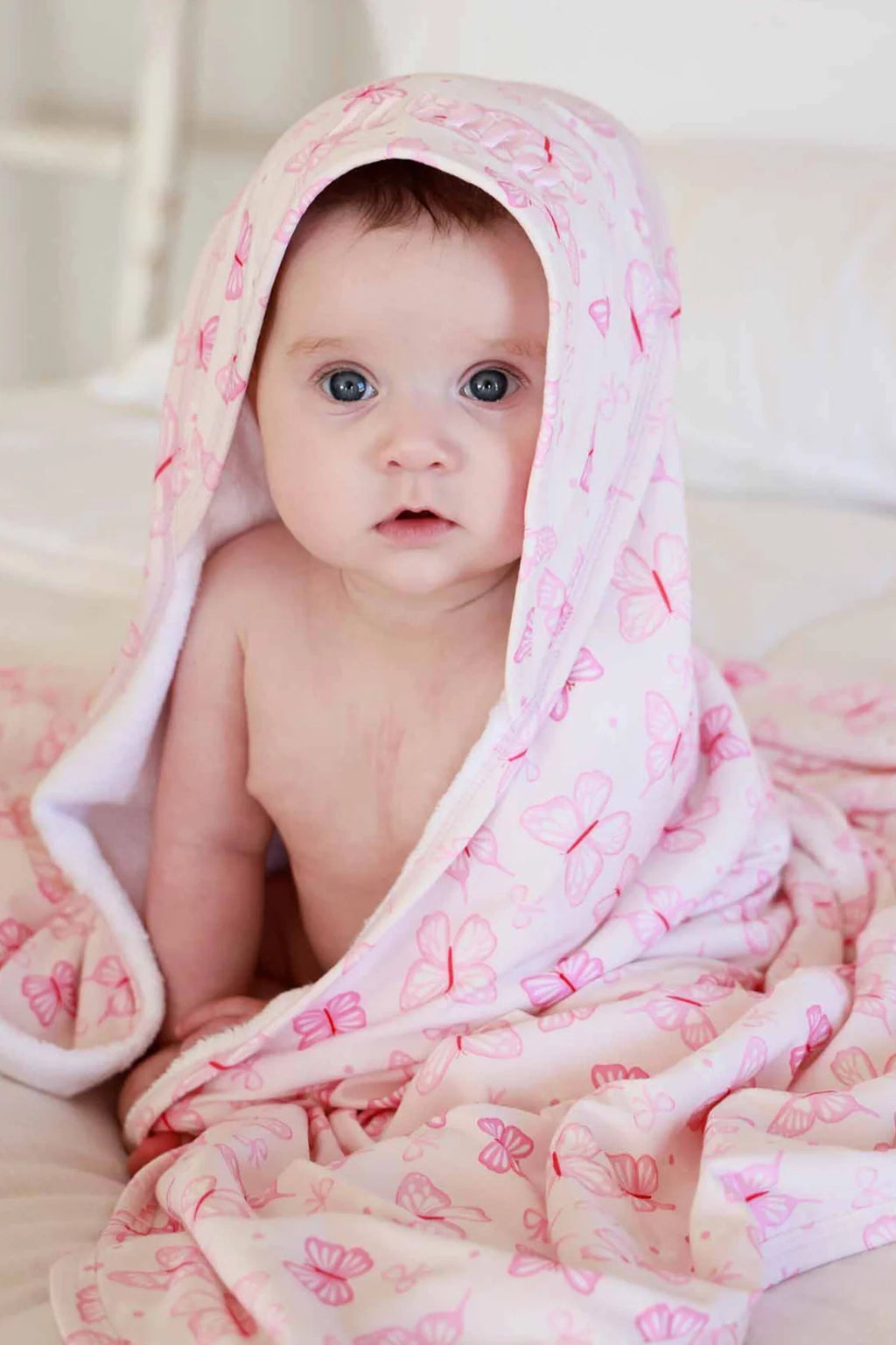 Personalized Baby Hooded Bath Towel, Bamboo Terry Interior, 30 x 30 Inch Printed Designs for Bath Time
