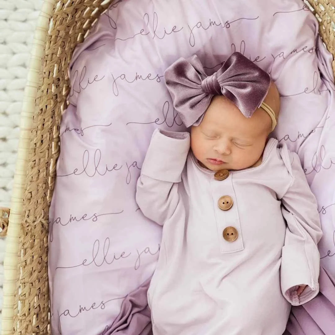 Personalized Baby Name Swaddle Blanket in Light Lavender