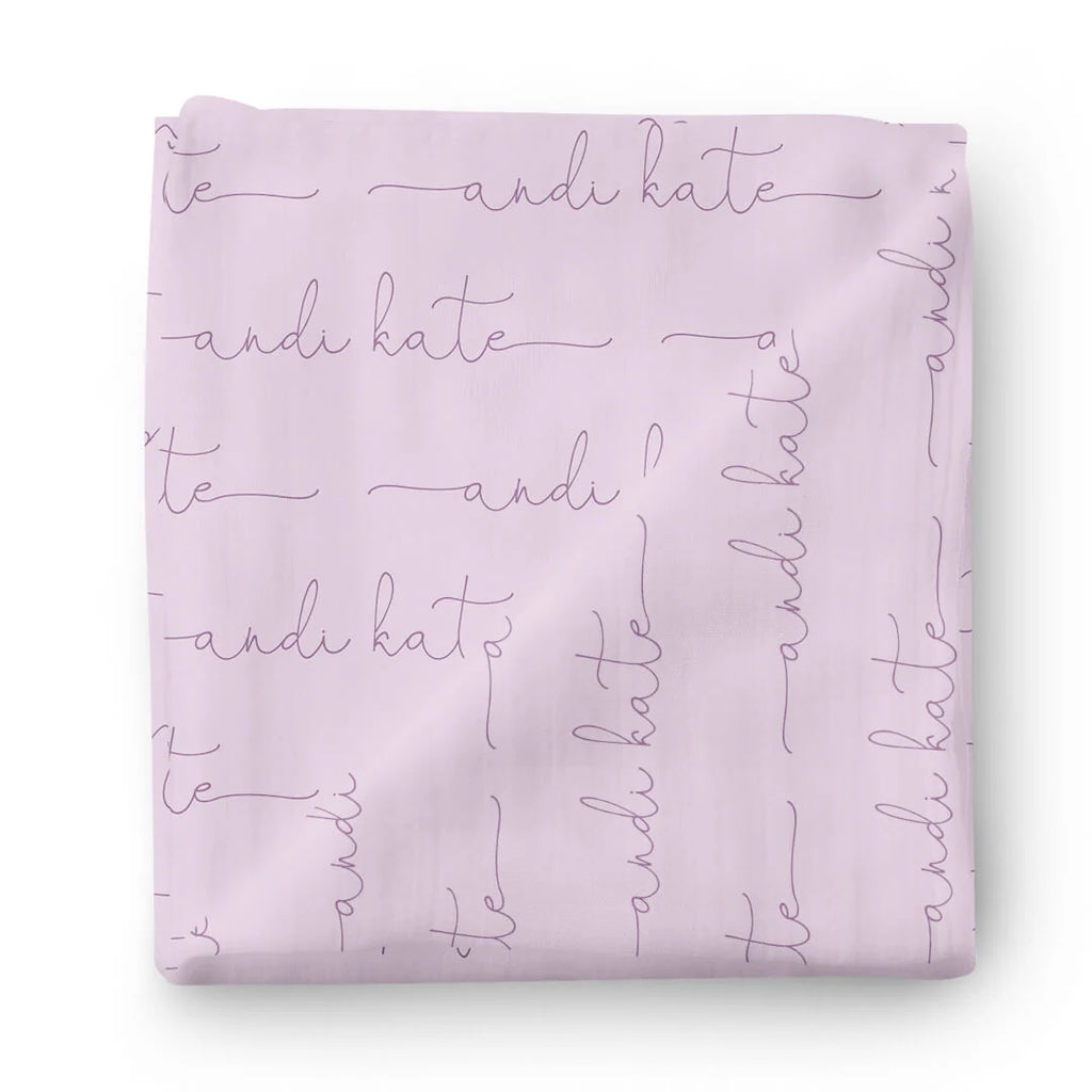 Personalized Baby Name Swaddle Blanket in Light Lavender