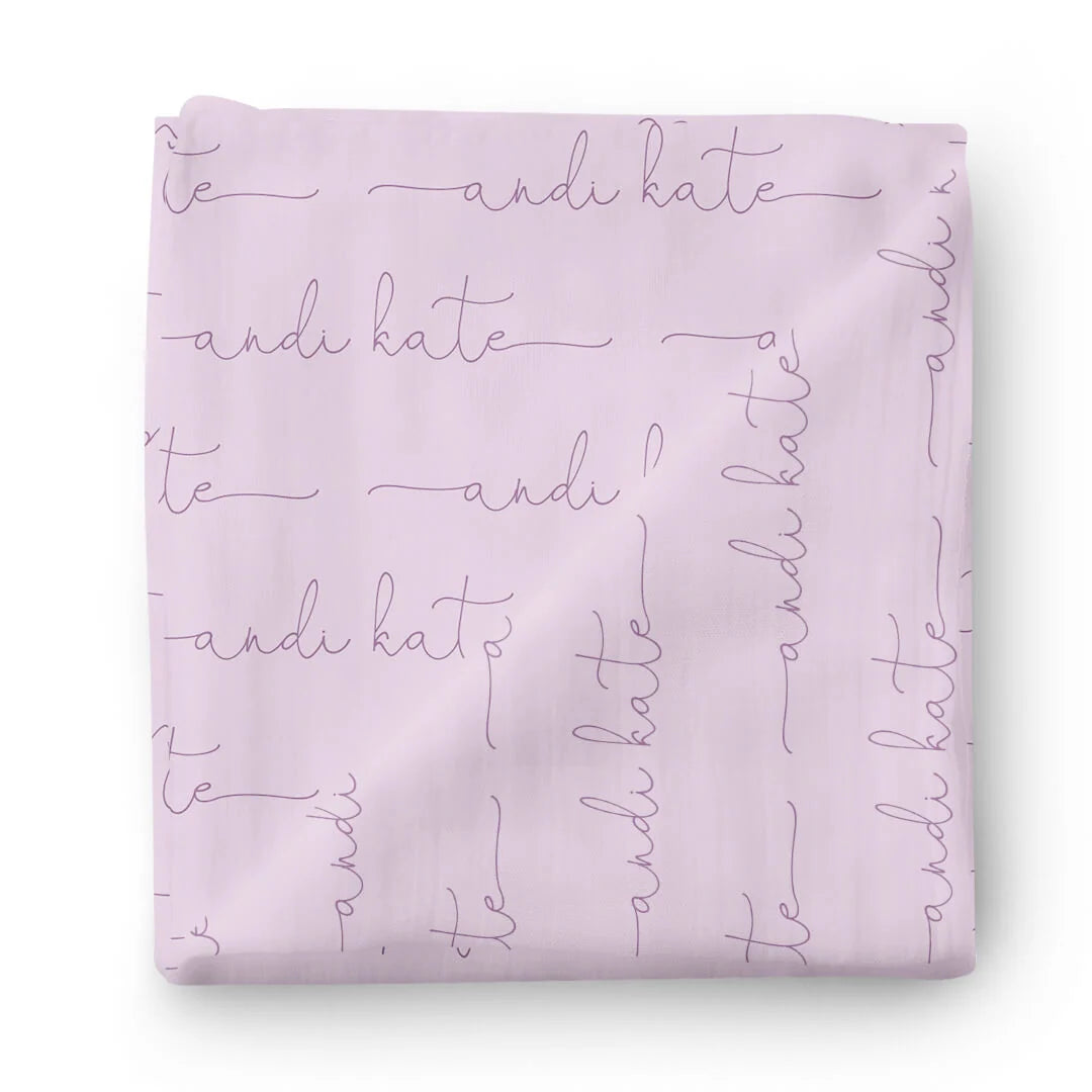 Personalized Baby Name Swaddle Blanket in Light Lavender