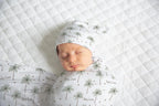 Personalized Baby Swaddle and Beanie Set in Soft Stretch Poly for a Thoughtful Newborn Keepsake
