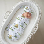 Personalized Baby Swaddle and Beanie Set in Soft Stretch Poly for a Thoughtful Newborn Keepsake
