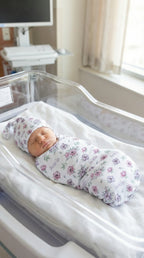 Personalized Baby Swaddle and Beanie Set in Soft Stretch Poly for a Thoughtful Newborn Keepsake