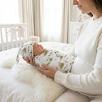 Personalized Baby Swaddle and Beanie Set in Soft Stretch Poly for a Thoughtful Newborn Keepsake