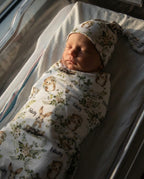 Personalized Baby Swaddle and Beanie Set in Soft Stretch Poly for a Thoughtful Newborn Keepsake