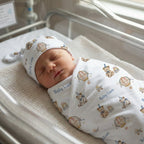Personalized Baby Swaddle and Beanie Set in Soft Stretch Poly for a Thoughtful Newborn Keepsake