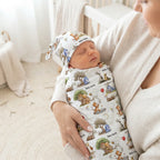 Personalized Baby Swaddle and Beanie Set in Soft Stretch Poly for a Thoughtful Newborn Keepsake