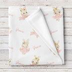 Personalized Ballerina Bunny Baby Blanket in Fleece or Minky, 30 x 40 or 50 x 60 Inch Sizes