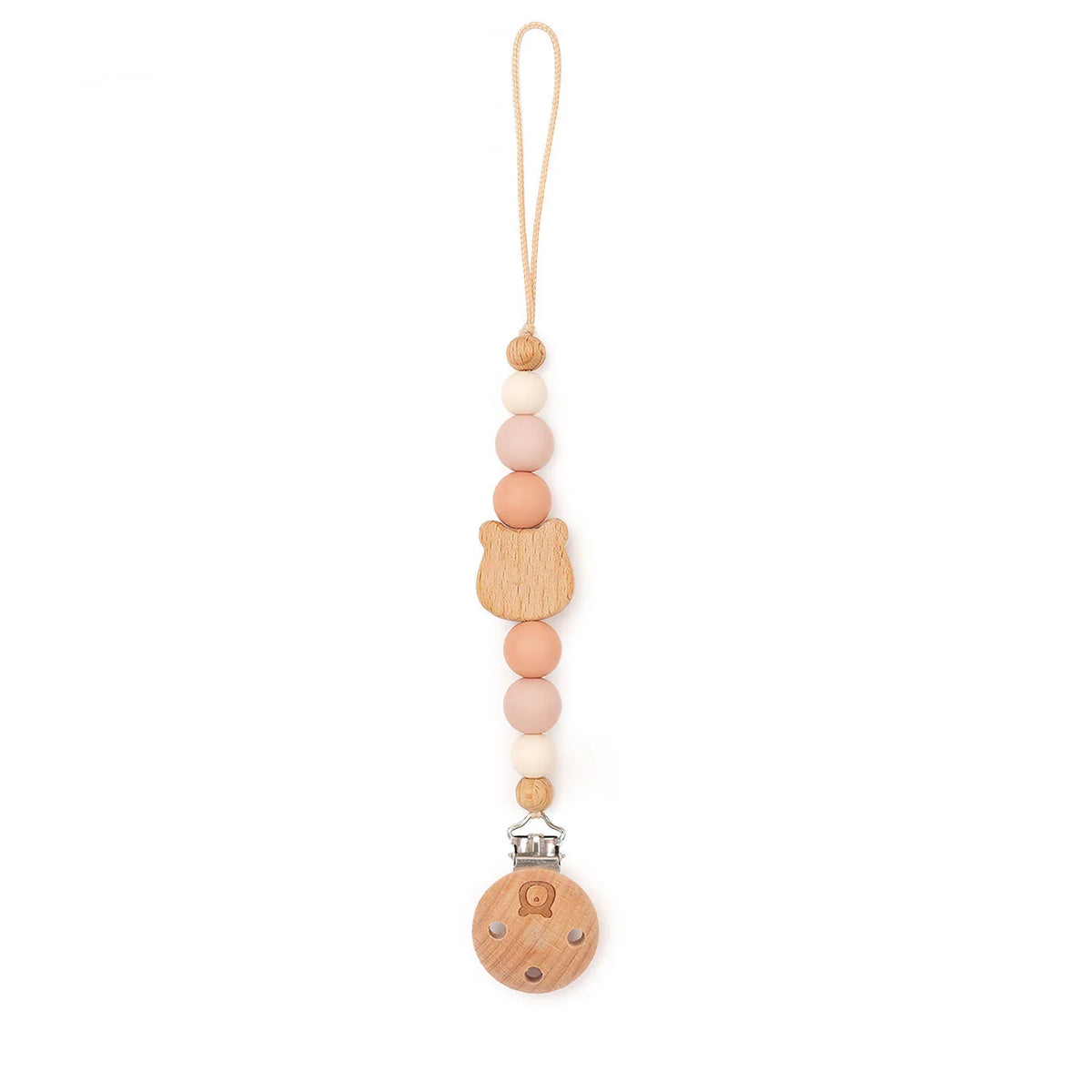 Personalized Bear Pacifier Clip, Biscuit