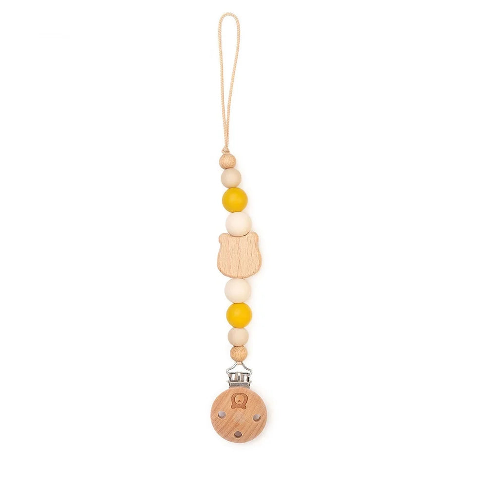 Personalized Bear Pacifier Clip, Chamomile