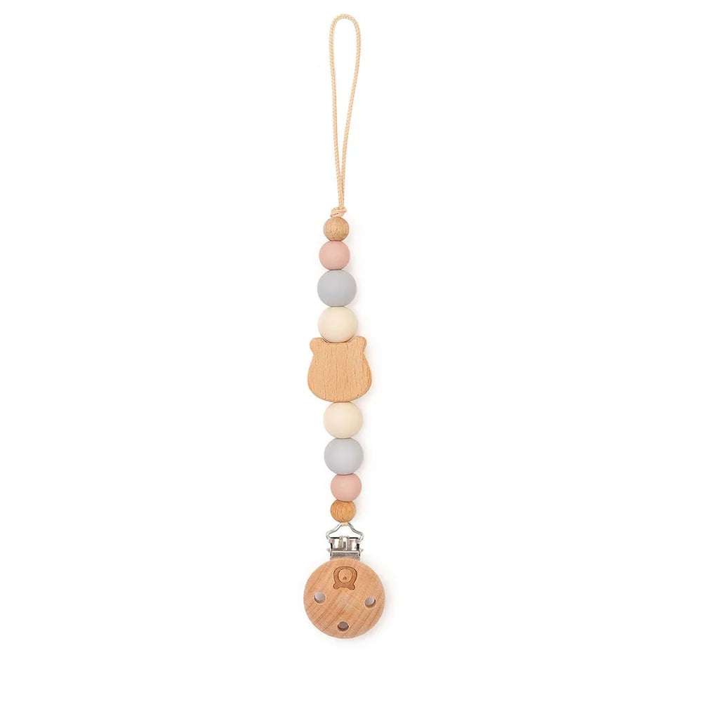 Personalized Bear Pacifier Clip, Cotton Candy