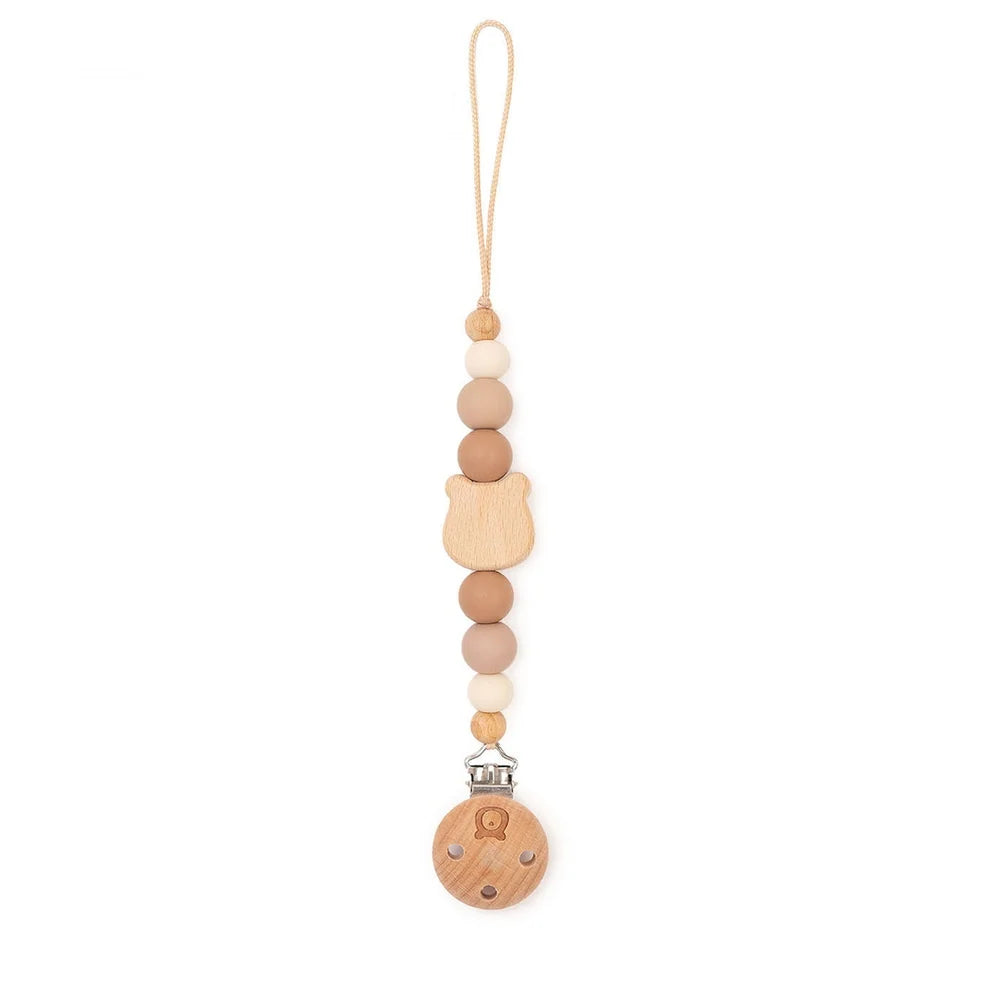 Personalized Bear Pacifier Clip, Desert