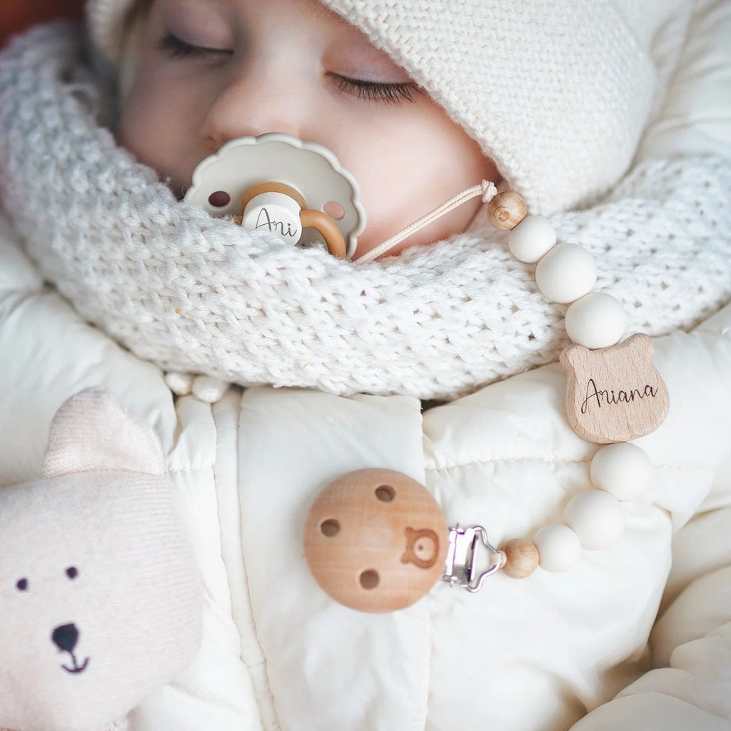 Personalized Bear Pacifier Clip