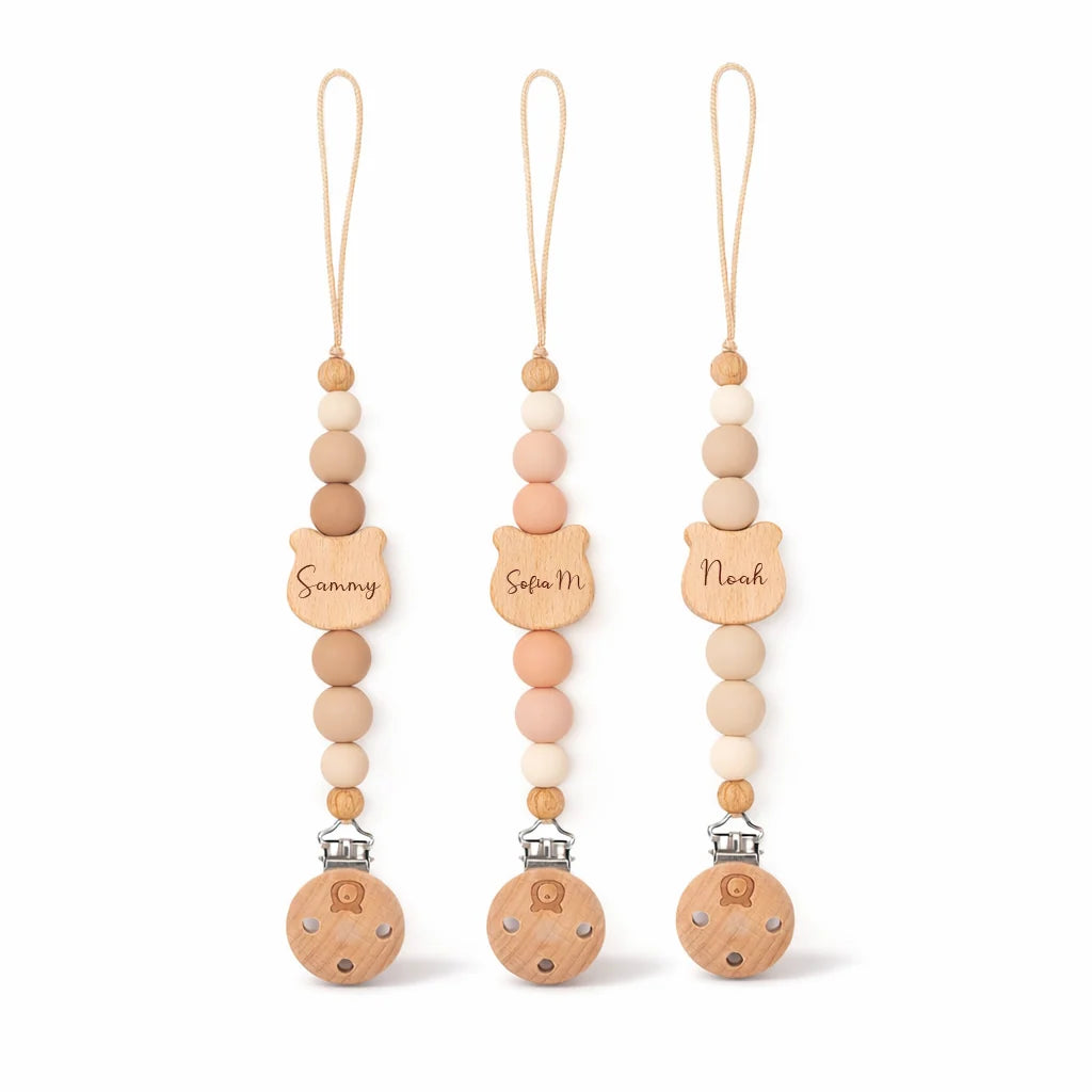 Personalized Bear Pacifier Clip