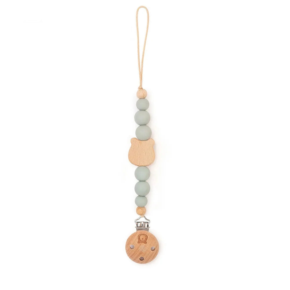 Personalized Bear Pacifier Clip, Sage