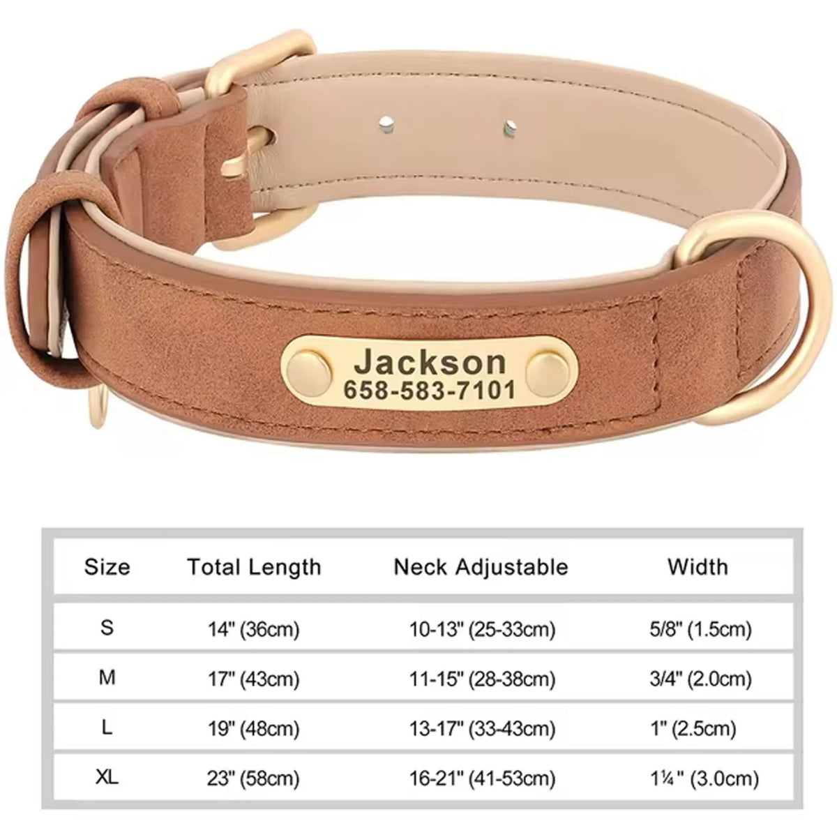 Personalized Dog Collar with Custom Engraved Nameplate, PU Leather Style in Blue, Gray, Pink or Brown for Dogs