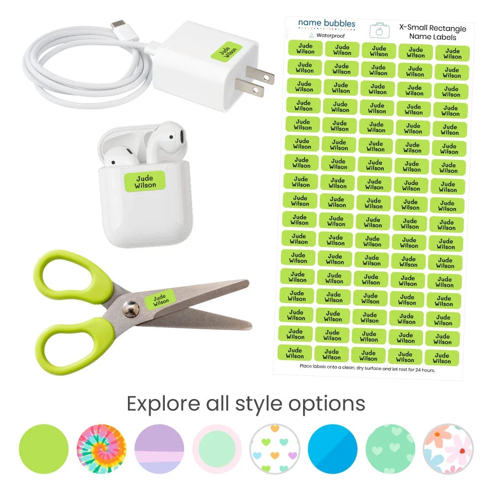 Personalized Extra Small Rectangle Name Labels for Kids, School Supplies and Water Bottles, 85 Waterproof Stickers