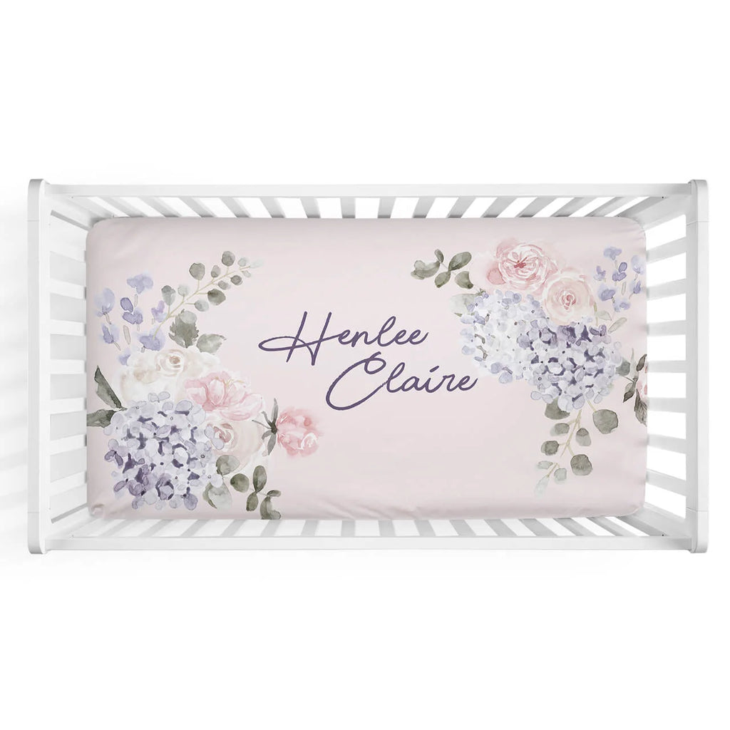 Personalized Floral Crib Sheet