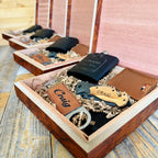 Personalized Groomsmen Gift Set with Engraved Wood Box, Selectable Flask, Wallet, Pocket Knife or Bottle Opener